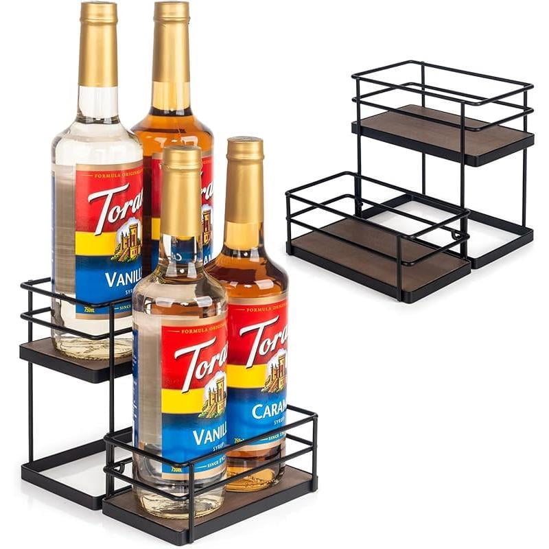 8 Bottle Capacity Coffee Syrup Organizer 2 Tier Coffee Syrup Stand ...