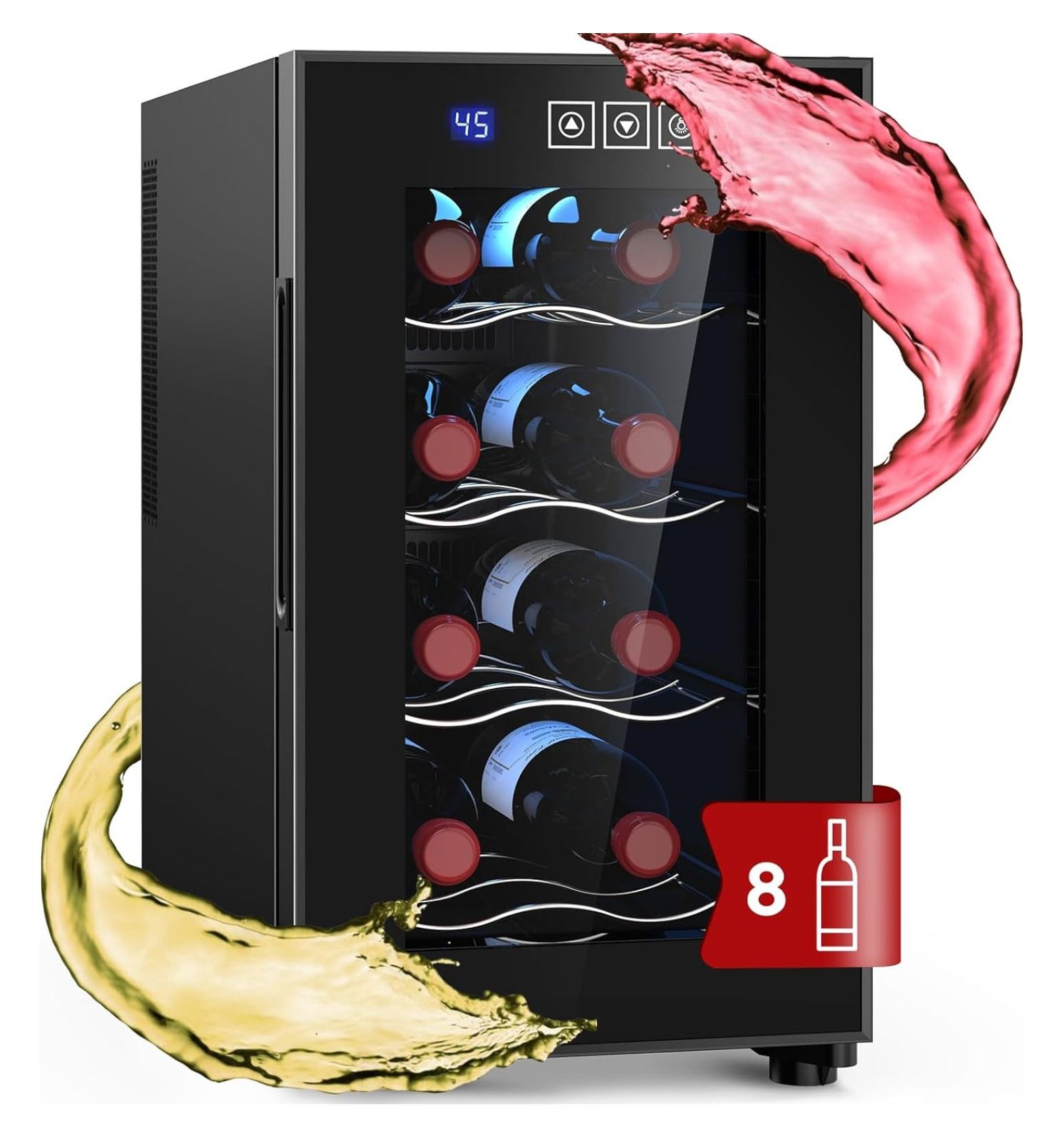 8 Bottle Wine Cooler, Freestanding Wine Fridge with 4666℉ Digital Temperature Control
