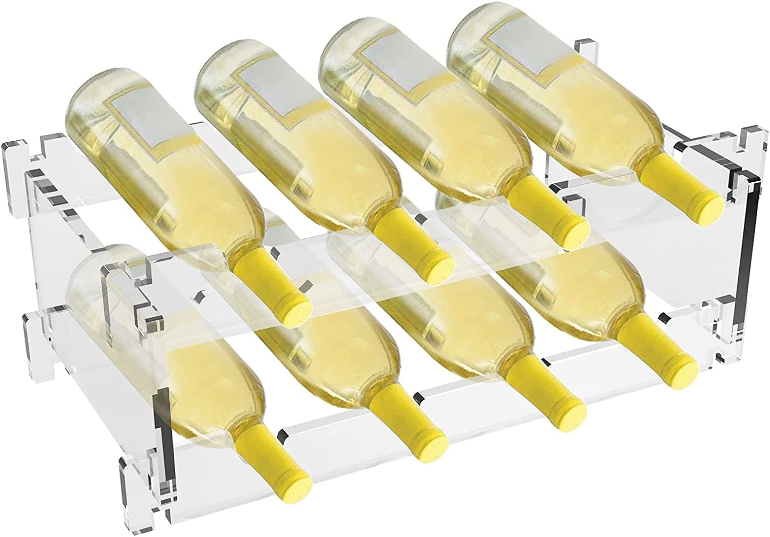 8 Bottle Wine Rack Countertop Free Standing Floor Stackable Modular