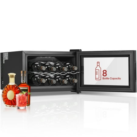 8 Bottles Freestanding Wine Cellar, Wine Fridge with Digital Temperature Control