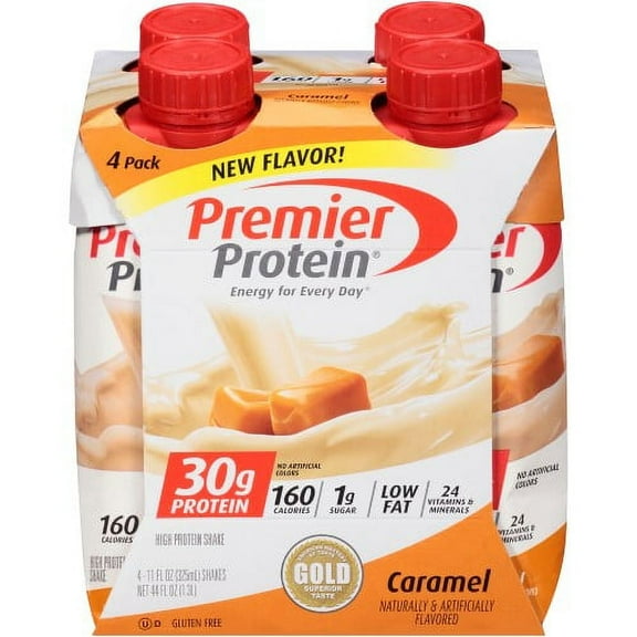 8 Bottles | Premier Protein 30g Caramel High Protein Shakes, 11oz