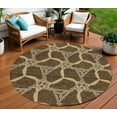 thumbnail image 1 of HomeRoots 613478 8 ft. Brown & Beige Round Geometric Washable Indoor & Outdoor Area Rug, 1 of 5