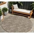 thumbnail image 1 of HomeRoots 594985 8 ft. Brown & Beige Round Geometric Washable Indoor & Outdoor Area Rug, 1 of 5