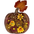 thumbnail image 1 of Northlight LED Lighted Solar Powered Floral Fall Harvest Pumpkin Outdoor Decoration - 8", 1 of 7