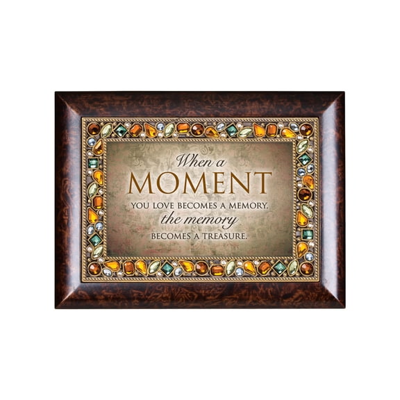 Cottage Garden - Moment You Love Becomes Memory Amber Earth Tone Jewelry Music Box Plays Wonderful World
