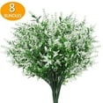 thumbnail image 1 of 8 Bunches Artificial Lavender Flowers Outdoor Fake Flower Decoration Uv Protection No Fade Artificial Plastic Plants Garden Porch Window Frame Decoration White White, 1 of 2