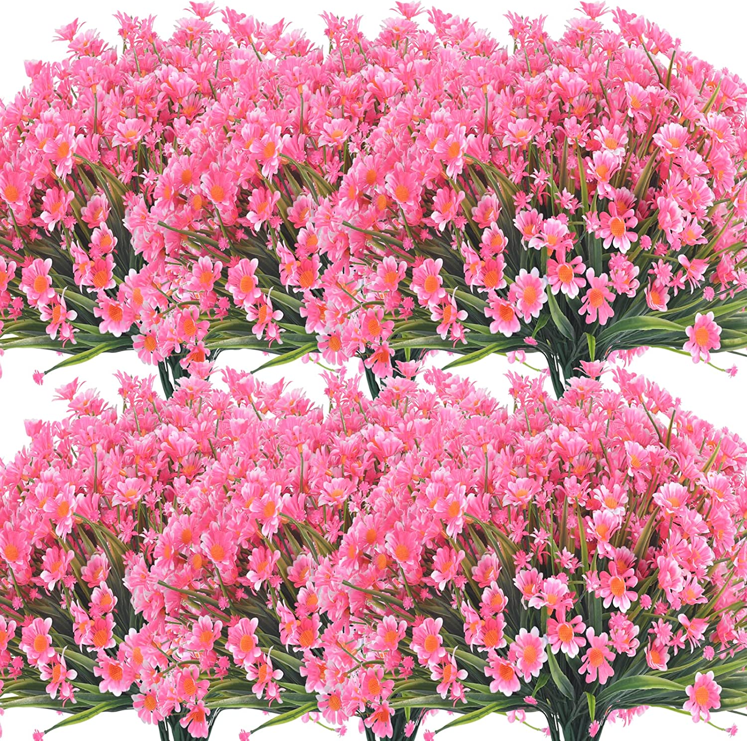 8 Bundles Artificial Daisy Flowers Outdoor Decoration, UV Resistant ...