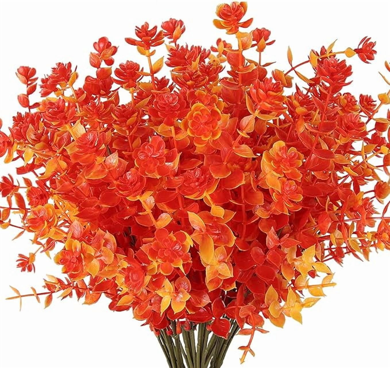 8 Bundles Artificial Fall Flowers No Fade Faux Autumn Plants, Fake ...