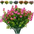 thumbnail image 1 of 8 Bundles Artificial Flowers Fake Boxwood Shrubs UV Resistant No Fade Faux Greenery Faux Plastic Lotus for Home Garden Hanging Planter Indoor Porch Patio Office Wedding Decoration(White), 1 of 5