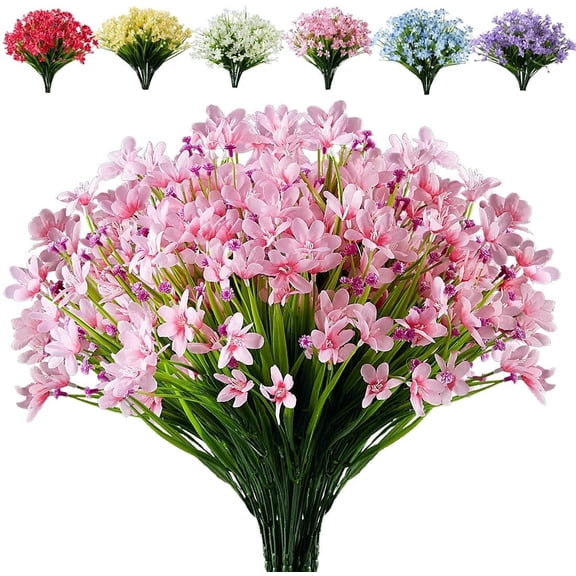 8 Bundles Artificial Flowers Fake Daffodils Flowers,Fake Greenery UV Resistant No Fade Faux Plastic Plants for Wedding Bridal Bouquet Indoor Outdoor Home Garden Kitchen Office Table Vase Decor