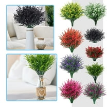 8 Bundles Artificial Flowers Fake Outdoor Plants Faux Lavender Flower Plastic Shrubs Faux Flowers Fake Ferns Winter Artificial Fowers for Outdoors Indoor Outside Hanging Decorations red