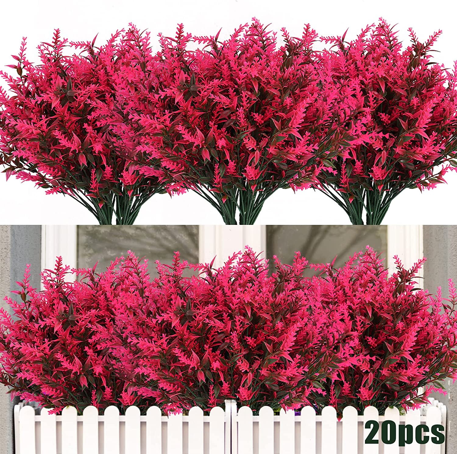 8 Bundles Artificial Flowers Fake Outdoor Plants Faux UV Resistant ...