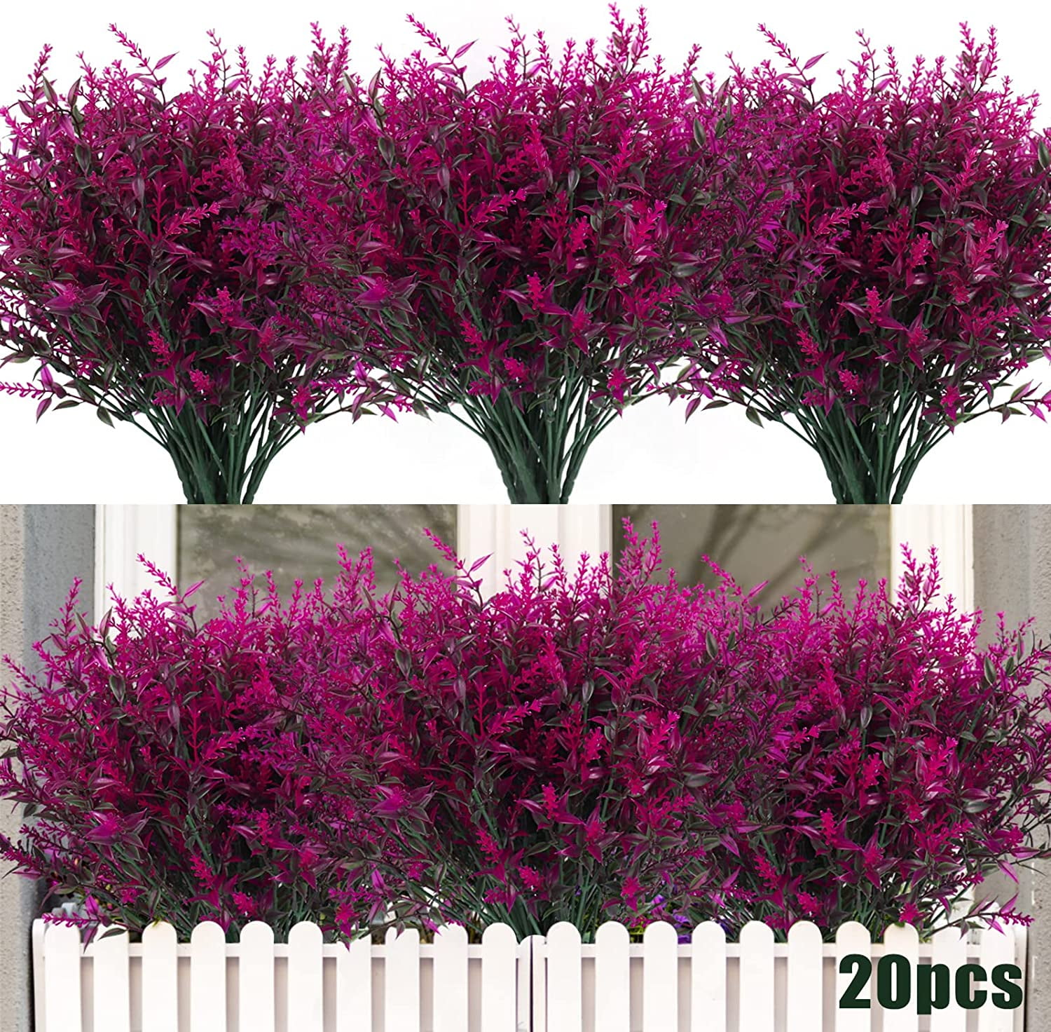 8 Bundles Artificial Flowers Fake Outdoor Plants Faux UV Resistant