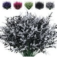 thumbnail image 1 of 8 Bundles Artificial Flowers Fake Outdoor Plants Faux UV Resistant Lavender Flower Plastic Shrubs Indoor Outside Hanging Decorations (Fuchsia), 1 of 4