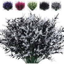 8 Bundles Artificial Flowers Fake Outdoor Plants Faux UV Resistant Lavender Flower Plastic Shrubs Indoor Outside Hanging Decorations (Fuchsia)