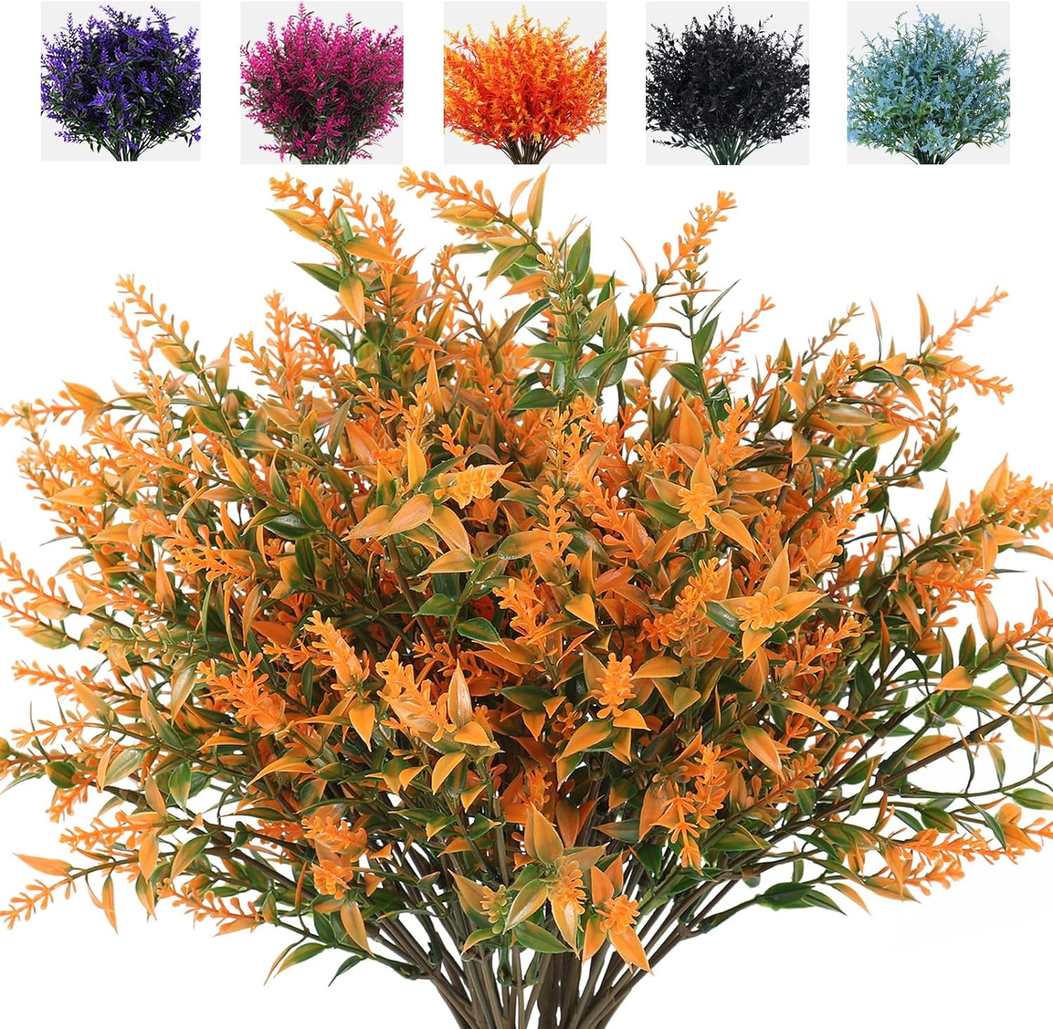 8 Bundles Artificial Flowers Fake Outdoor Plants Faux UV Resistant ...