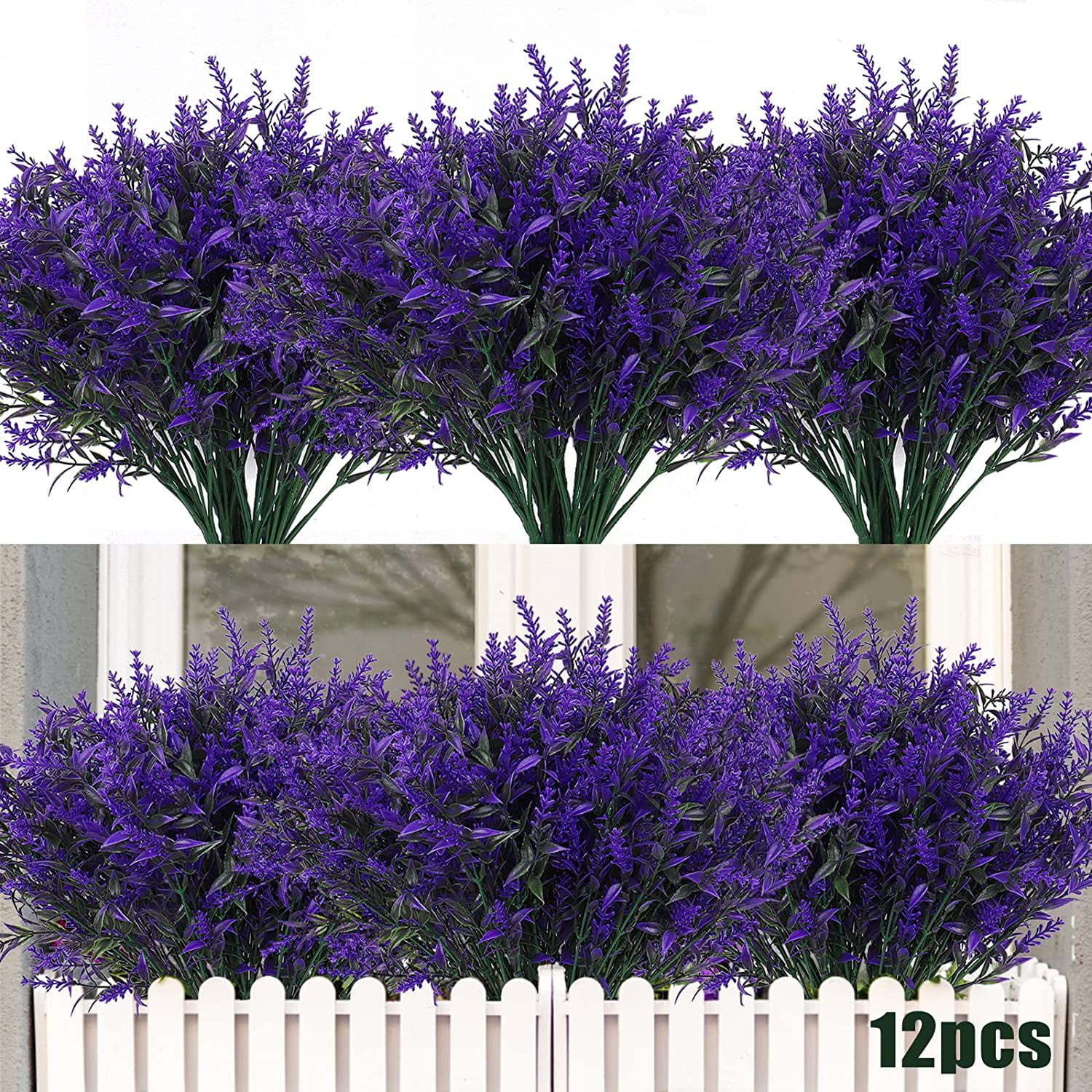 8 Bundles Artificial Flowers Fake Outdoor Plants Faux UV Resistant ...