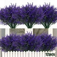 thumbnail image 1 of 8 Bundles Artificial Flowers Fake Outdoor Plants Faux UV Resistant Lavender Flower Plastic Shrubs Indoor Outside Hanging Decorations (Fuchsia), 1 of 4