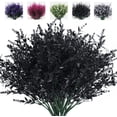 thumbnail image 1 of 8 Bundles Artificial Flowers Fake Outdoor Plants Faux UV Resistant Lavender Flower Plastic Shrubs Indoor Outside Hanging Decorations (Fuchsia), 1 of 4