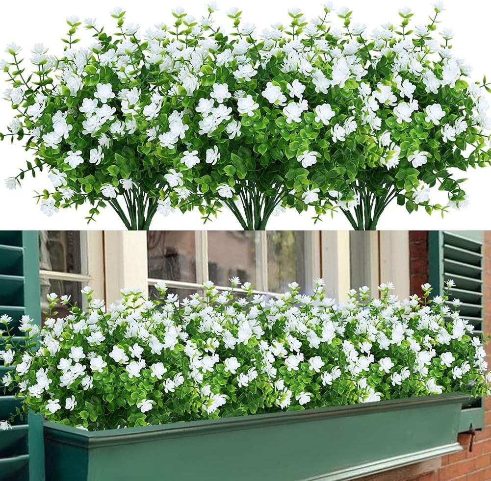 8 Bundles Artificial Flowers Outdoor Fake Flowers for Decoration UV ...