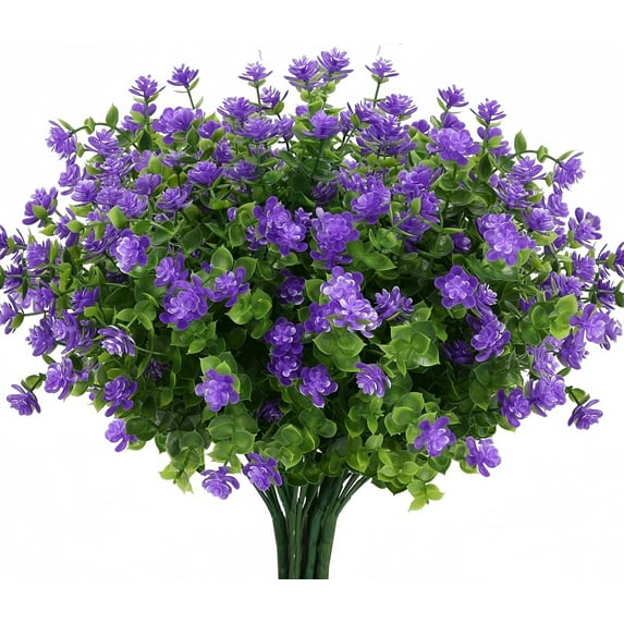 Artificial Flowers, Fake Artificial Greenery UV Resistant No Fade Faux Plastic Plants for Wedding Bridle Bouquet Indoor Outdoor Home Garden Kitchen Office Table Vase 8PCS