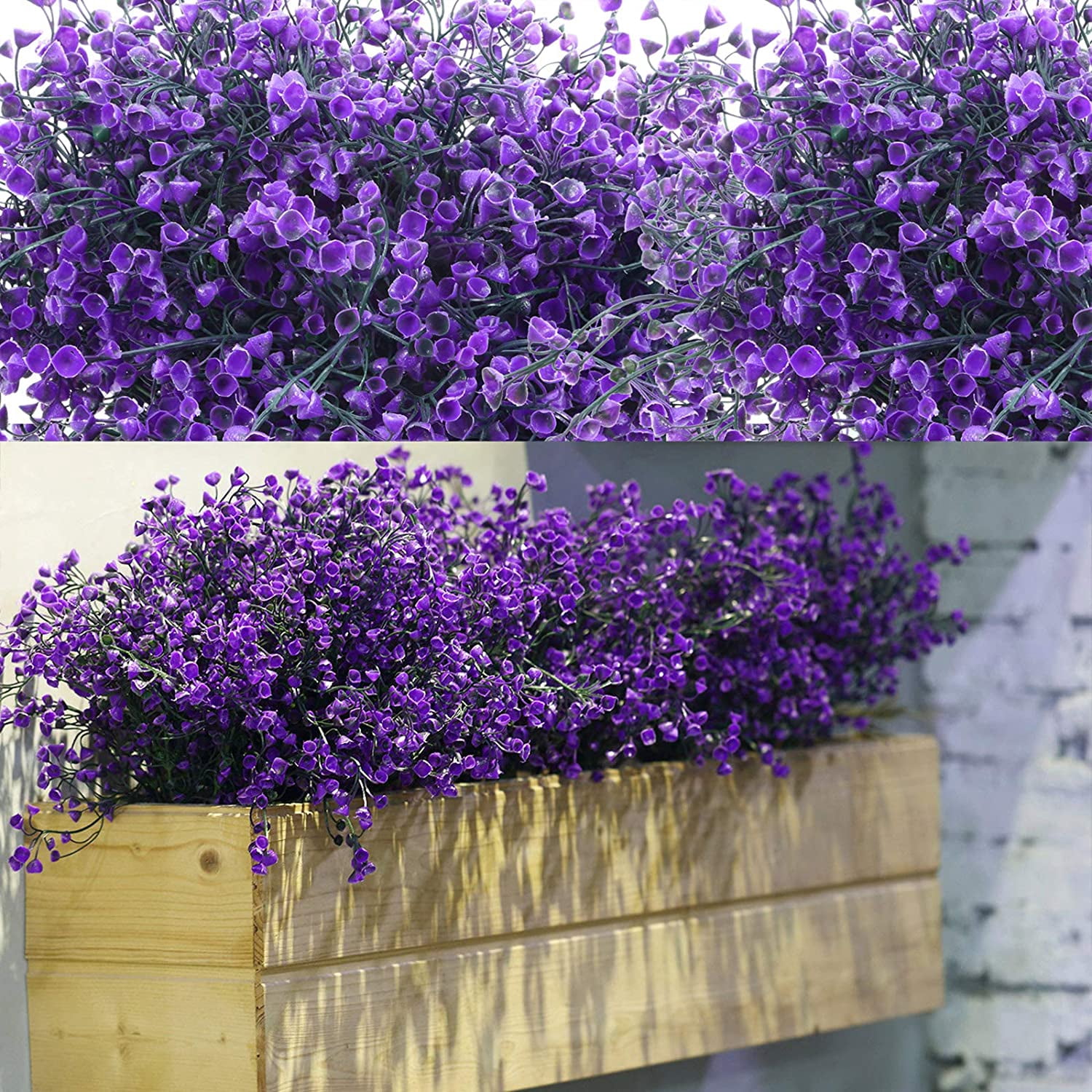 8 Bundles Artificial Flowers Outdoor UV Resistant Fake Plastic Flowers ...