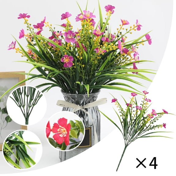 8 Bundles Artificial Flowers for Outdoors - 14" UV Resistant Silk & for Spring/Summer Decor, Garden, Porch, Window Box - Indoor/Outdoor Mixed Floral Arrangements