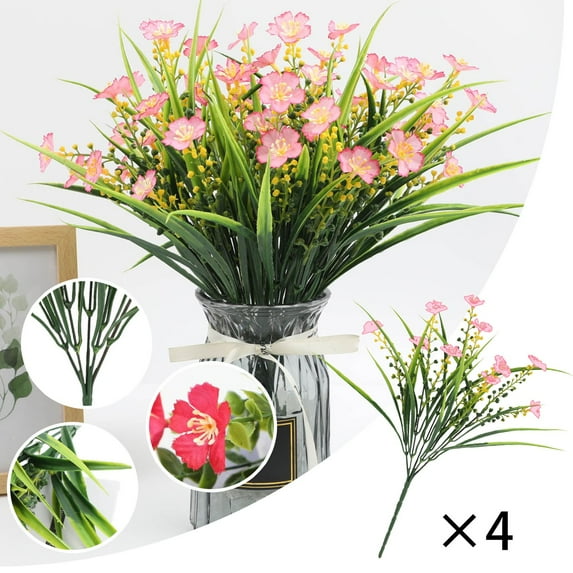 8 Bundles Artificial Flowers for Outdoors - 14" UV Resistant Silk & for Spring/Summer Decor, Garden, Porch, Window Box - Indoor/Outdoor Mixed Floral Arrangements