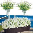 thumbnail image 1 of 8 Bundles Artificial Flowers for Outdoors, UV Resistant Faux Silk Morning Glory with Eucalyptus Plants for Spring Home Garden Porch Patio Balcony Decoration White, 1 of 8