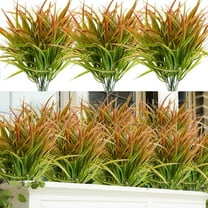 8 Bundles Artificial Grass Plants Fake Bushes Artificial Shrubs Wheat Grass Greenery for Autumn House Plastic Outdoor UV Resistant Faux Grass