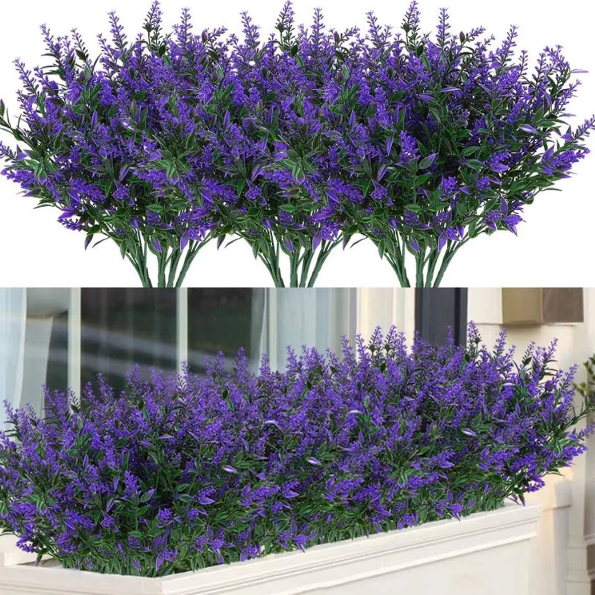 8 Bundles Artificial Lavender Fake Flowers, Outdoor UV Resistant Plants ...