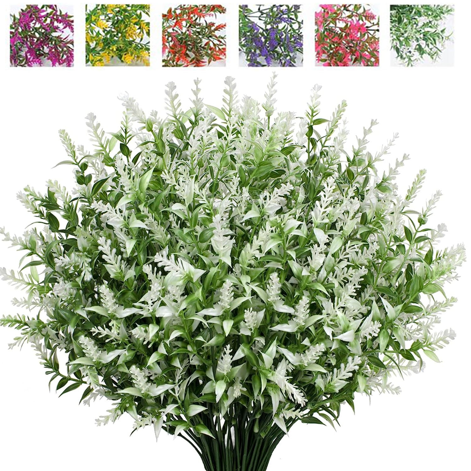 8 Bundles Artificial Lavender Flowers, Fake Flowers Outdoor UV ...