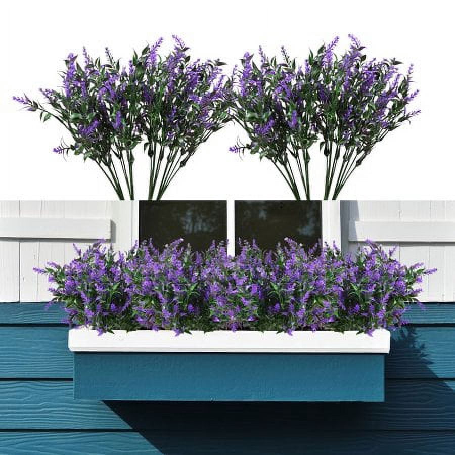 8 Bundles Artificial Lavender Flowers for Outdoor Decoration, UV ...