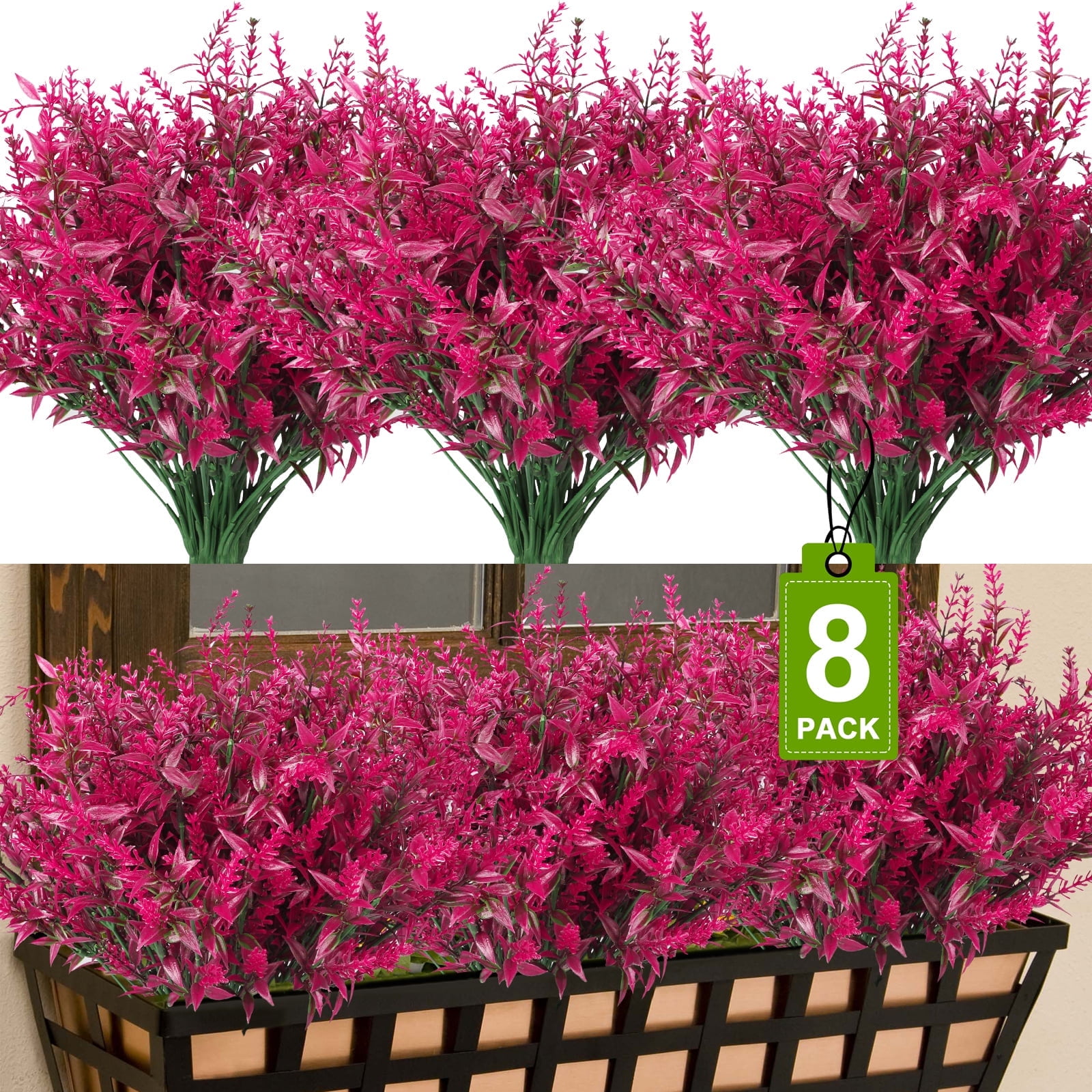 8 Bundles Artificial Lavender Flowers, Outdoor Fake Flowers for ...