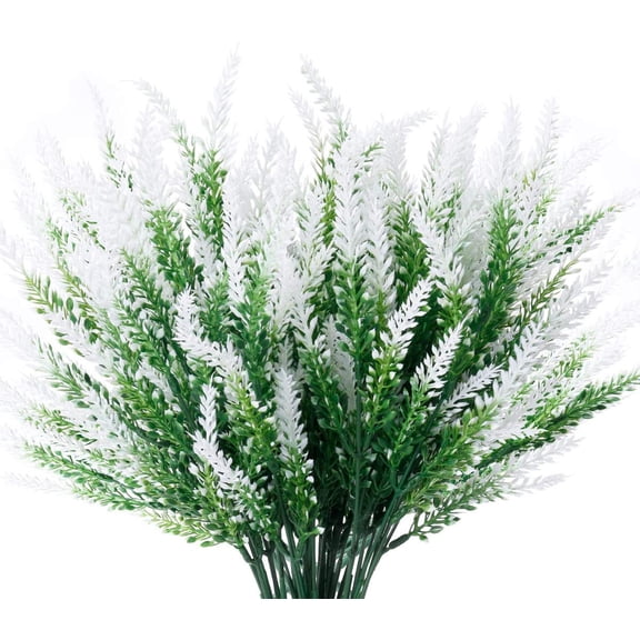 8 Bundles Artificial Lavender Flowers Outdoor UV Resistant Fake Flowers No Fade Faux Plastic Plants Garden Porch Window Box Decorating (Orange)