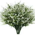 thumbnail image 1 of 8 Bundles Artificial Lavender Flowers UV Resistant Fake Bouquets Plastic Plants for Outdoor Indoor Home Garden Wedding Party Decor (White), 1 of 5