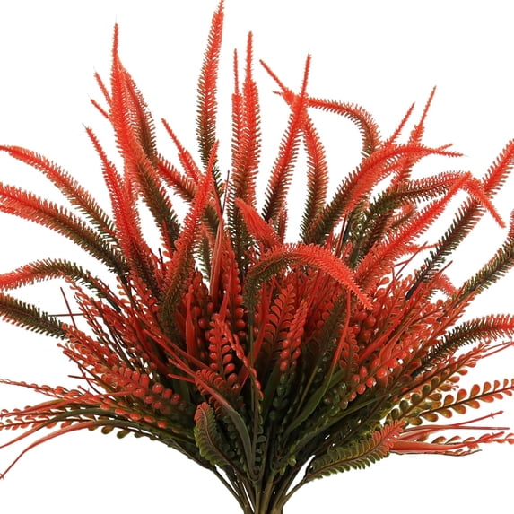 8 Bundles Artificial Outdoor Flowers Ferns Plants for Outdoors Faux Plastic Flowers Greenery Shrubs Plants Indoor Outside Hanging Planter Kitchen Home Wedding Office Garden Decor(Purple)