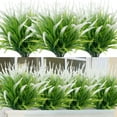 thumbnail image 1 of 8 Bundles Artificial Outdoor Flowers UV Resistant Plants Faux Plastic Greenery Shrubs Fake Plastic Grass for Patio Garden Porch Home Window Box Decor (White), 1 of 7