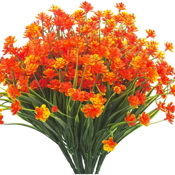 8 Bundles Artificial Outdoors Flowers (White-Daffodil)