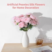Realistic Silk Peonies Bulk, 8 Artificial Peony Bouquets with Bendable Stems for Wedding, Vase, Home & Party Centerpiece Decor