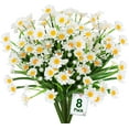 thumbnail image 1 of 8 Bundles Daisy (376 Head) Artificial Flowers Outdoor Summer Decor UV Resistant Fake Flowers Faux Plastic Greenery Shrub Plant for Indoor Garden Home Porch Box Spring Décor(Yellow), 1 of 5