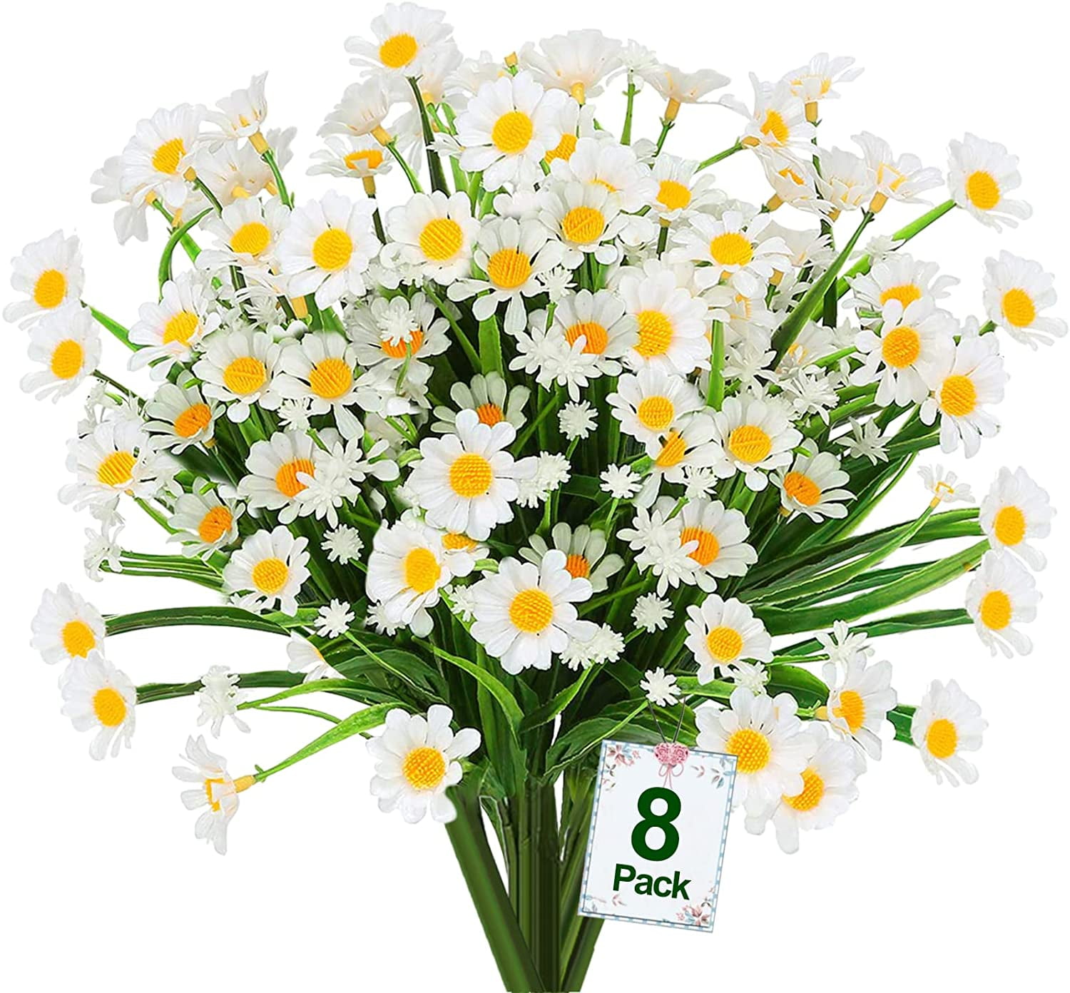 8 Bundles Daisy Artificial Flowers Outdoor Summer Decor UV Resistant ...