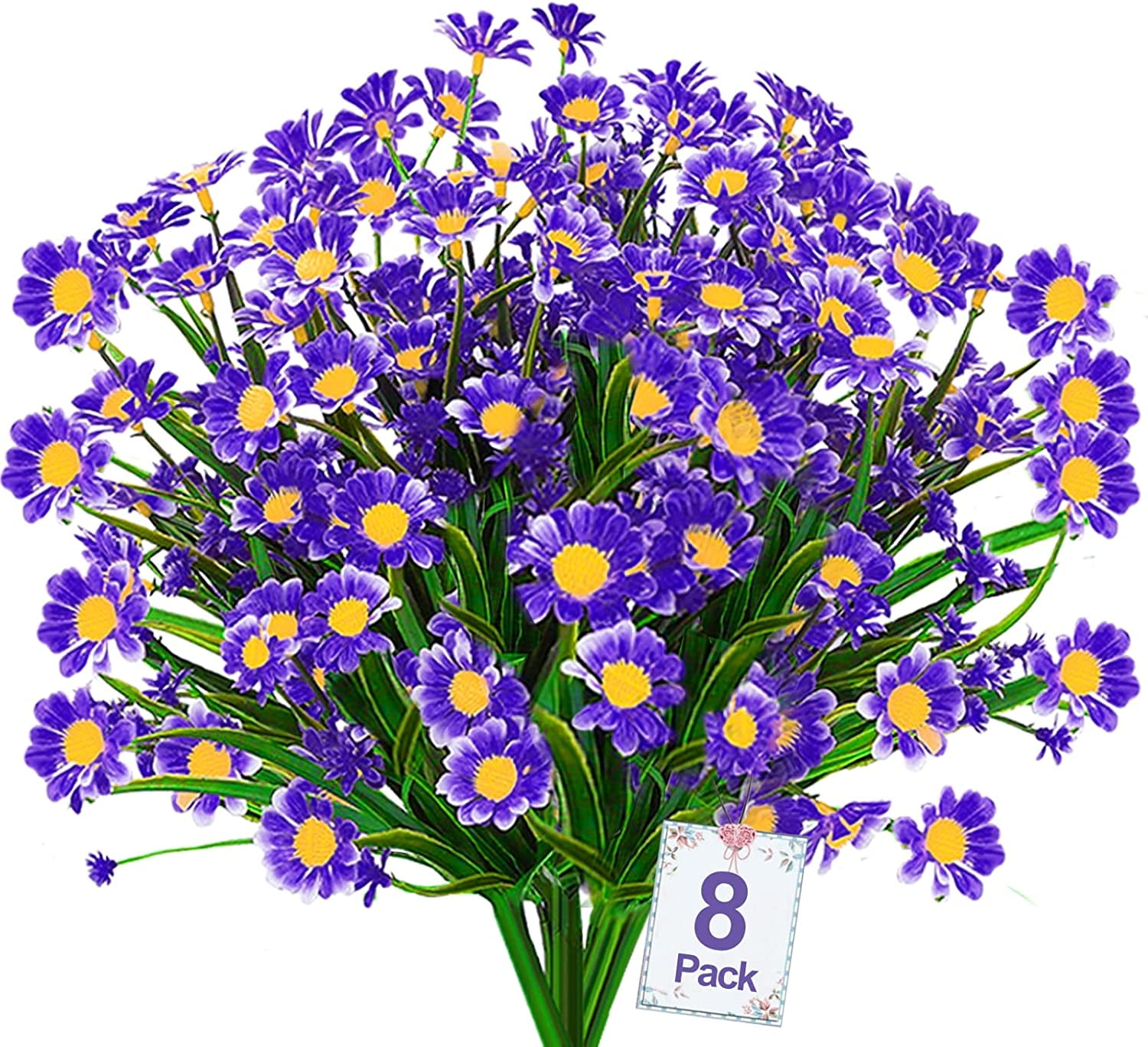 8 Bundles Daisy Artificial Flowers Outdoor Summer Decor UV Resistant ...
