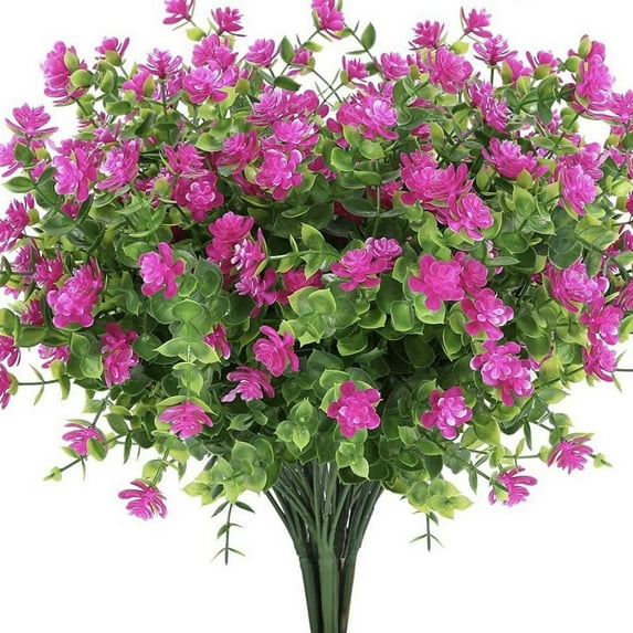 8 Bundles Faux Flowers Fake Flowers Vibrant Everlasting Blooms, No-Fade Artificial Flowers for Effortless Indoor & Outdoor Home Decor - Bring Spring Home