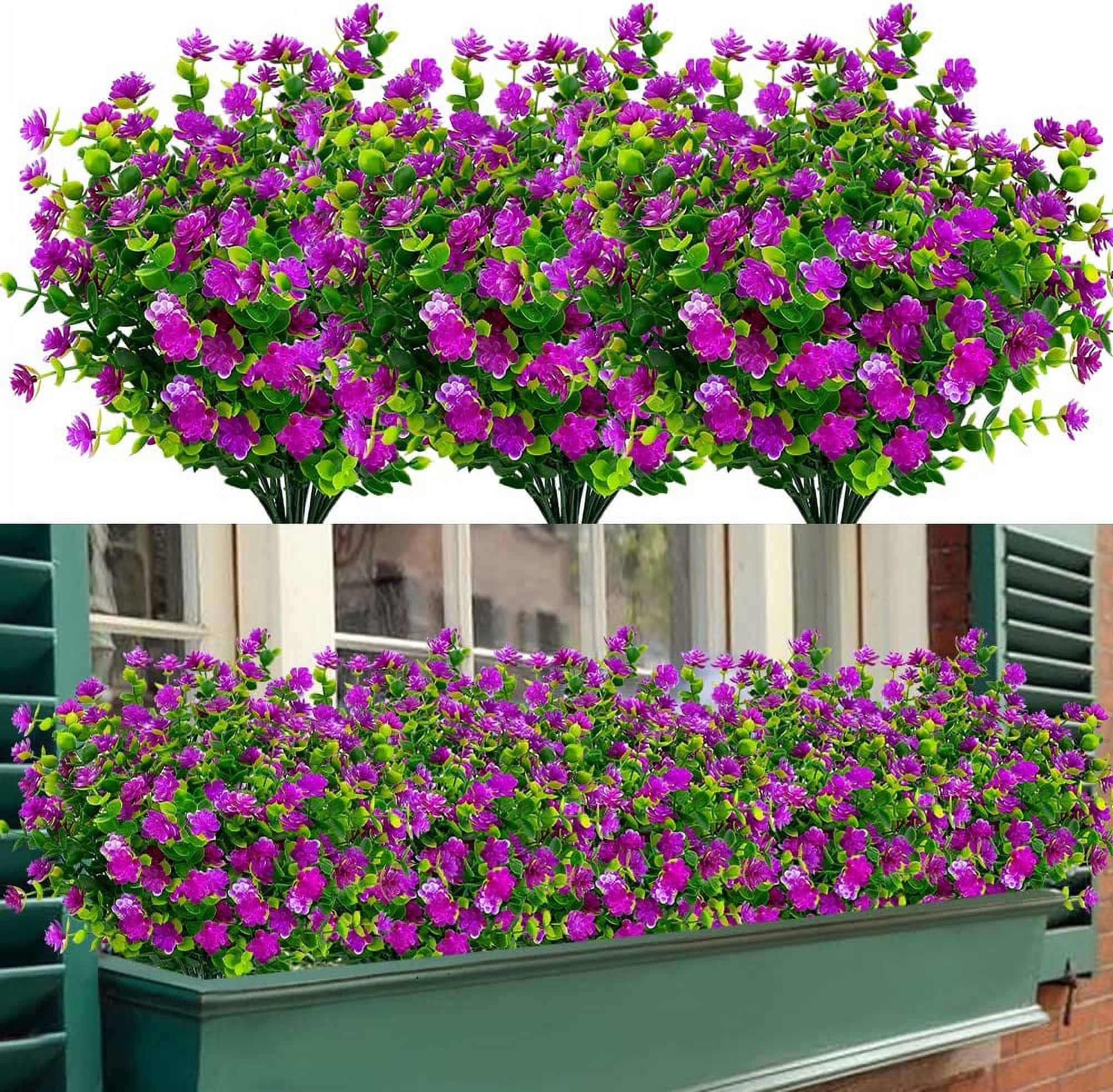8 Bundles Outdoor Artificial Fake Flowers No Fade UV Resistant Faux ...