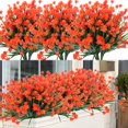 8 Bundles Outdoor Artificial Fake Flowers UV Resistant Shrubs Plants
