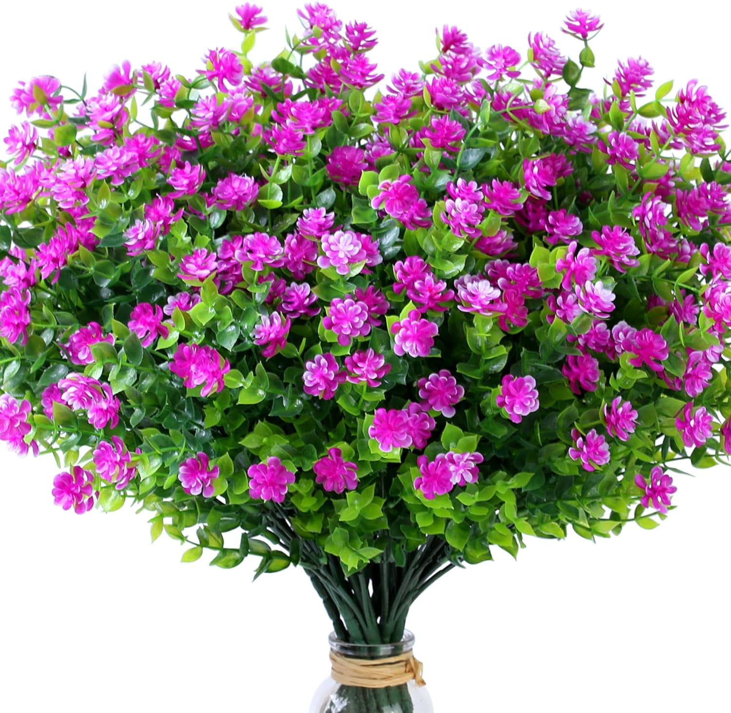 8 Bundles Red Artificial Flowers Outdoor Fake Flower Plastic UV