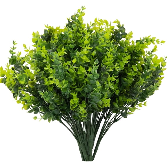 8 Bundles UV Resistant & Non-Fading Artificial Boxwood Shrubs - Fake Greenery Plants for Outdoor Indoor, Farmhouse, Garden, Porch, Patio, Wedding Decoration