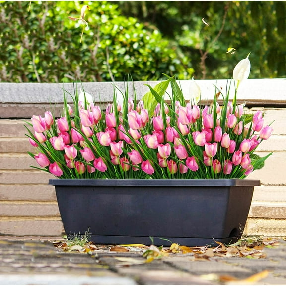 8 BundlesTulips Artificial Flowers 15.5" Faux Tulips Flowers White Pink Peach Multicolor Mixed Fake Flowers Bulk Table Centerpieces Wedding Bouquet Home Decor