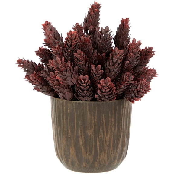 Northlight Wild Flower Artificial Plant in a Textured Lined Pot - 8" - Burgundy Red